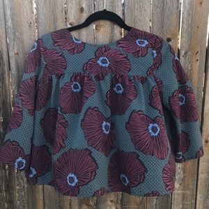 Cropped floral Anthropologie top size small